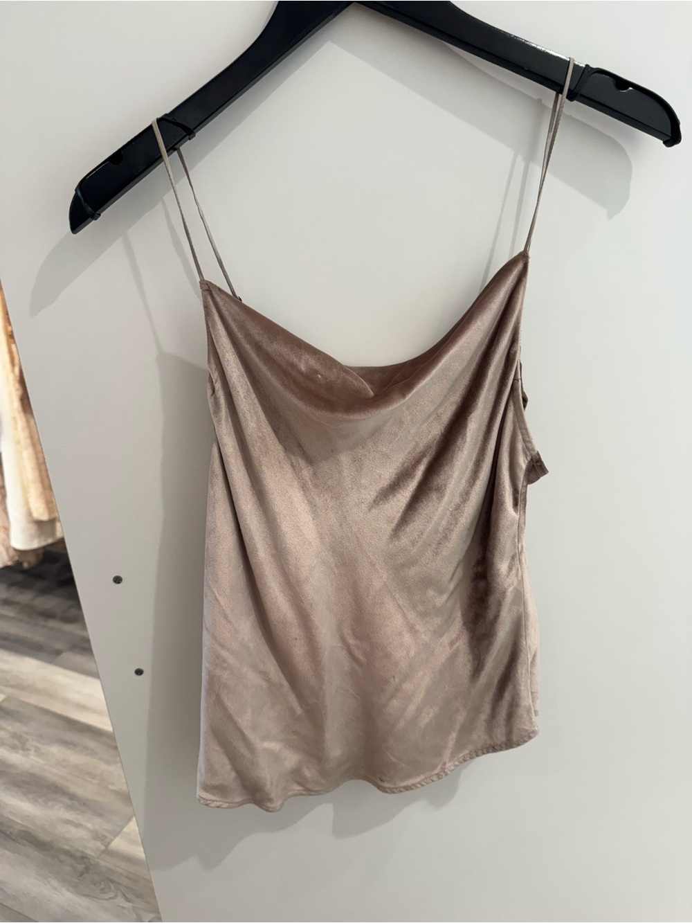Fleur du Mal velvet Cowl Neck Cami Top - Taupe
